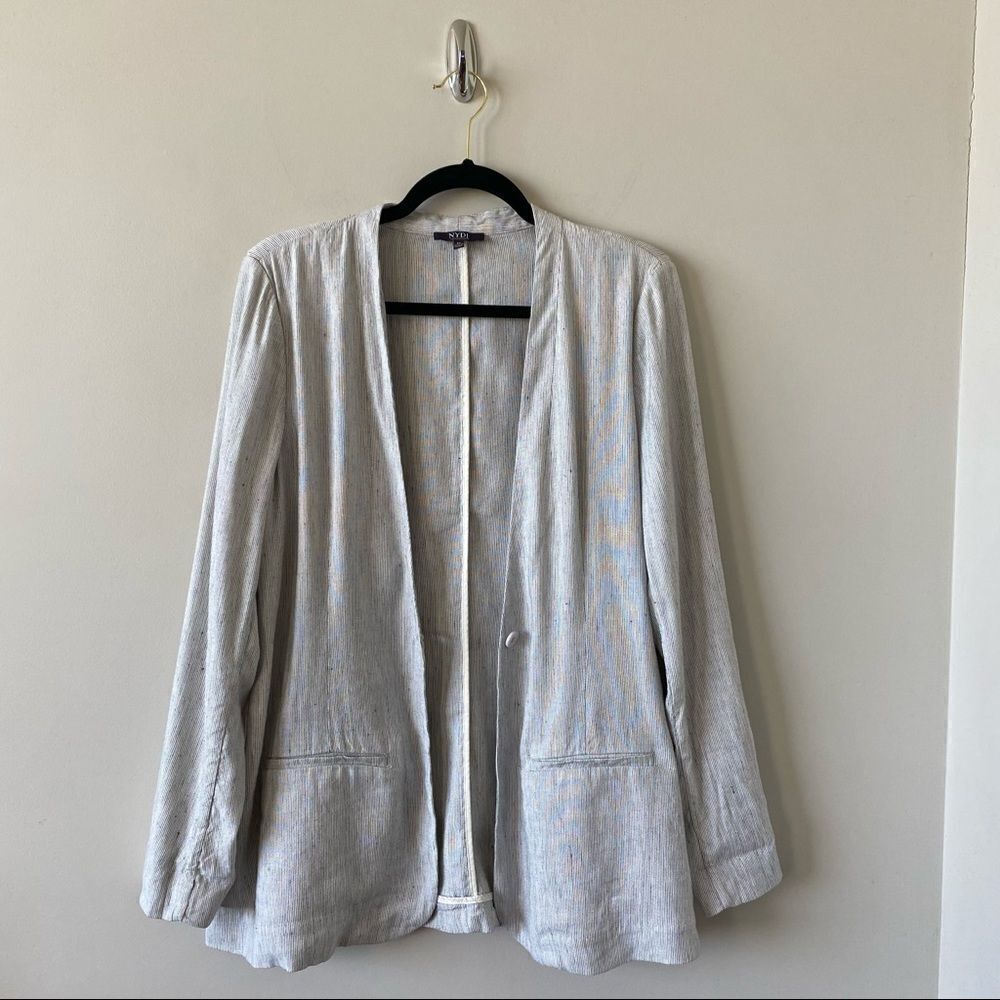Nwot-nydj Collarless Linen-Blend Blazer (Medium) - Picture 4 of 16